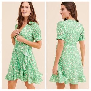🪷 Green Floral Wrap Dress x Free People 💚